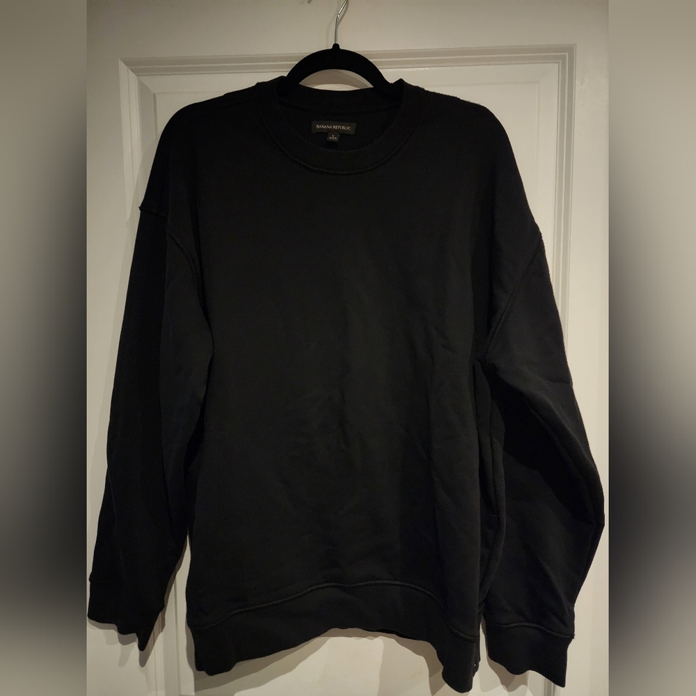 Banana Republic Men's French Terry Crewneck Sweater in Black, Large